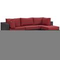 Modway Furniture Convene Outdoor Patio Sectional Set, Espresso Red, 5Pk EEI-2172-EXP-RED-SET